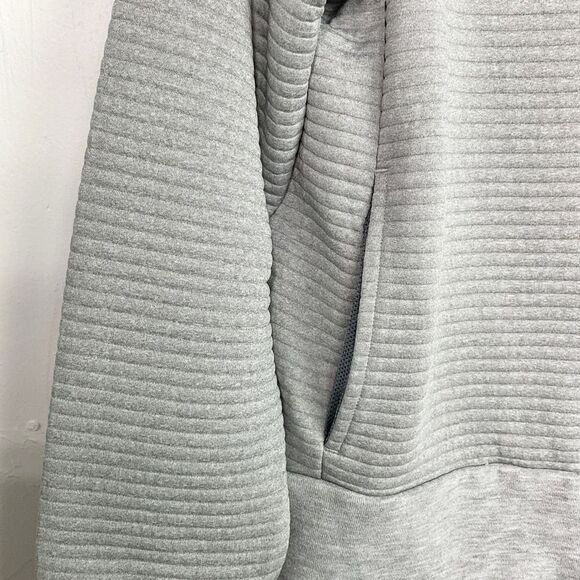 Nike Heathered Gray Training Swoosh Ribbed Sweatshirt Hoodie Small - Picture 3 of 7